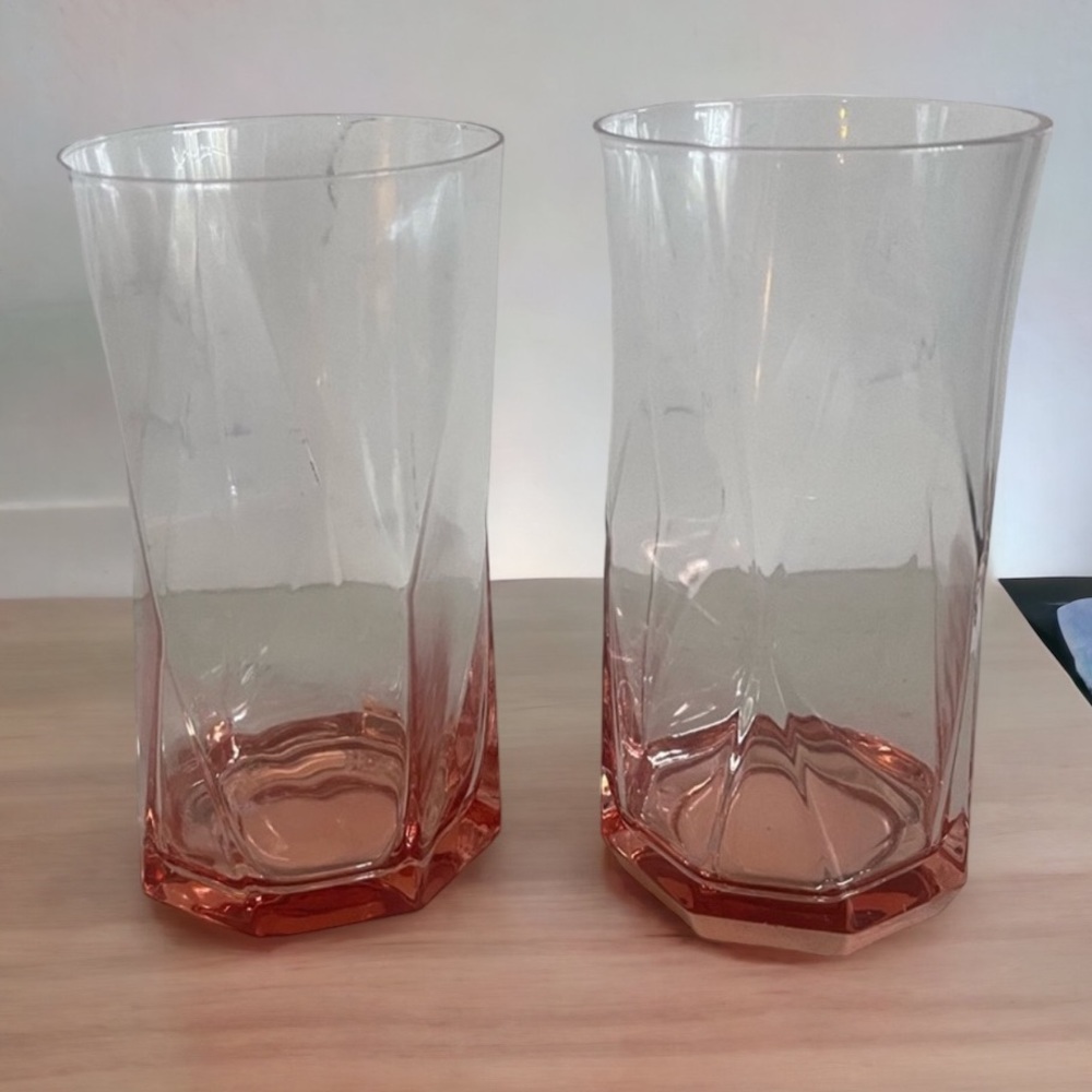 Luxe Habitat Set of 2 Beautiful Copper Rose gold highball glasses New
